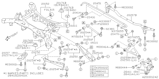 2021 Subaru Legacy Support Sb FRM R Diagram for 20157AN01A