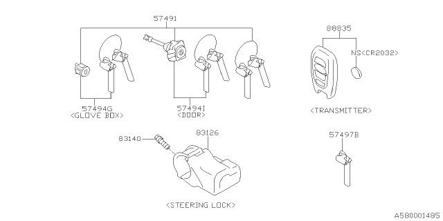 2020 Subaru Legacy Key Kit & Key Lock Diagram 2