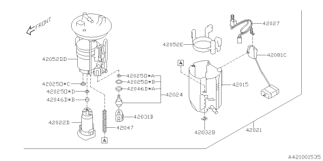 2021 Subaru Outback Gasket Fuel Pump D Diagram for 42025AJ050
