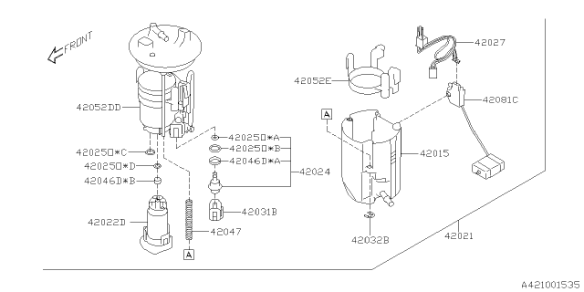 2021 Subaru Outback Fuel Sub Gauge Sending Unit Diagram for 42081AN00A