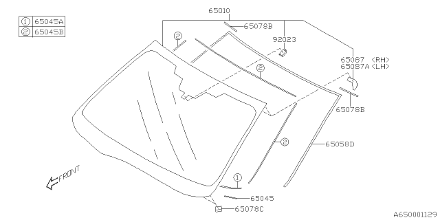 2021 Subaru Outback Pin Locate WSHLD RH Diagram for 65035AN02A