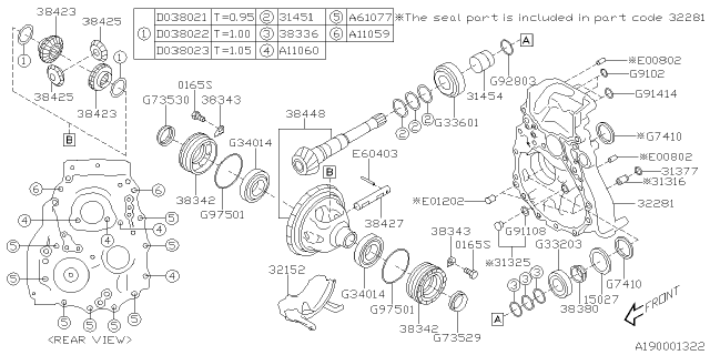 2021 Subaru Outback SHIM Drive PINION At Diagram for 31451AA440