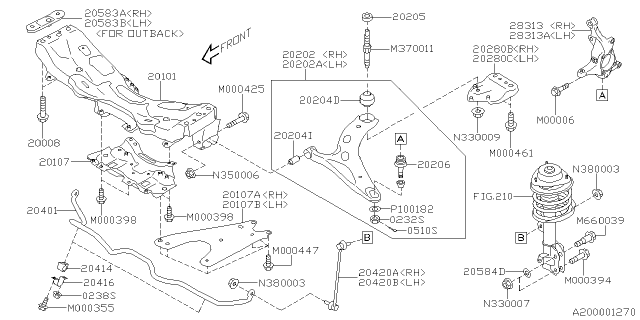 2020 Subaru Legacy Front Spindle Knuckle Right Diagram for 28313AN00A