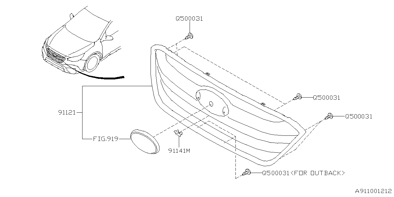 91121AN21A Subaru GRILLE ASSY F OBK