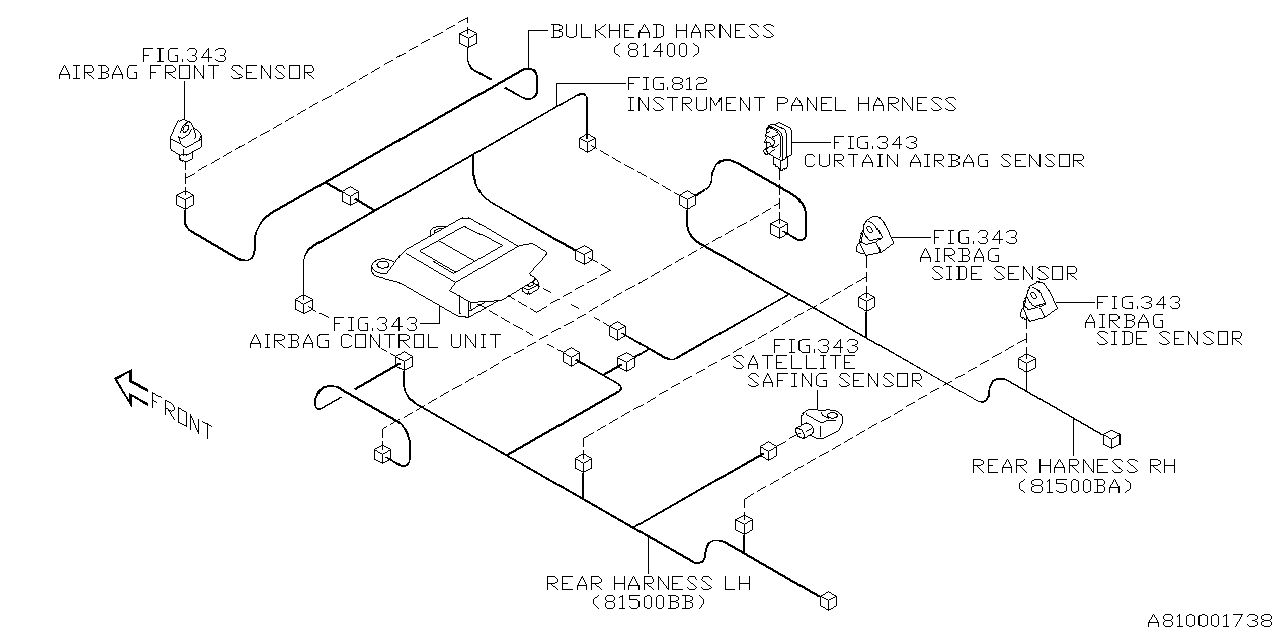 Subaru 81402FN032 Wiring Harness Center Bulkhead 81402FN032 Subaru Wiring Harness Center Bulkhead