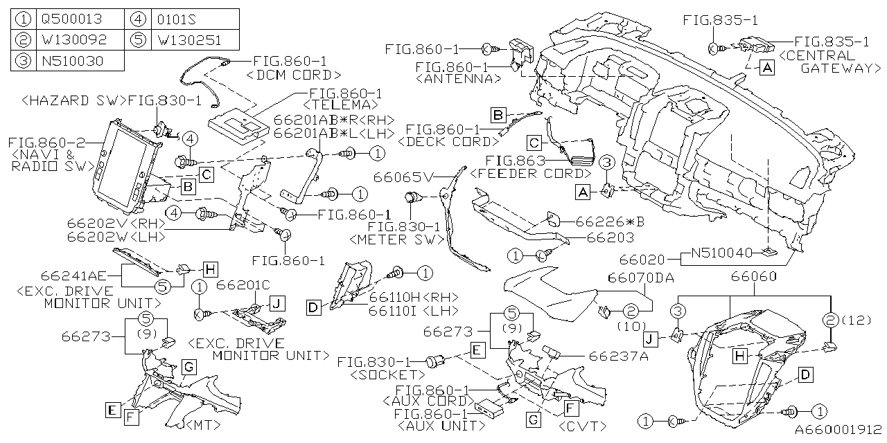 66201VC000 Subaru BRKT D MONI