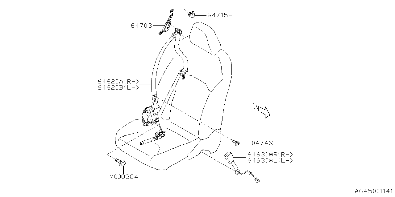 64621FL00BME Subaru BELT ASSY F OUT URH