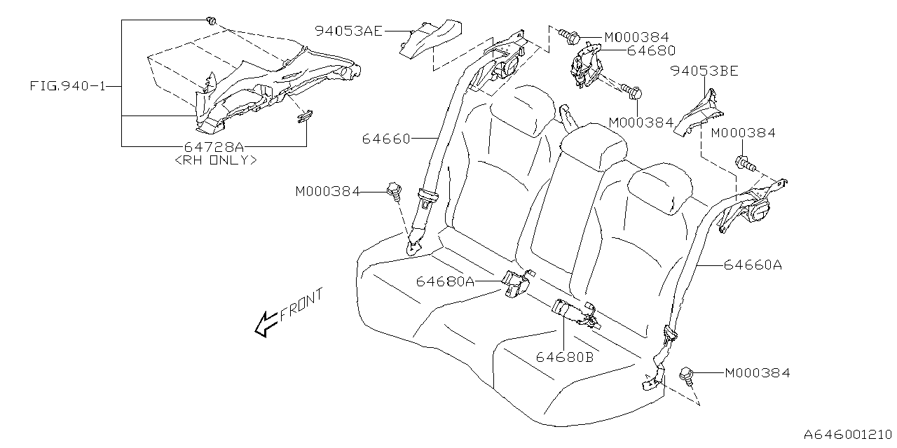 64681FN000VH Subaru CTR BELT ASSY R