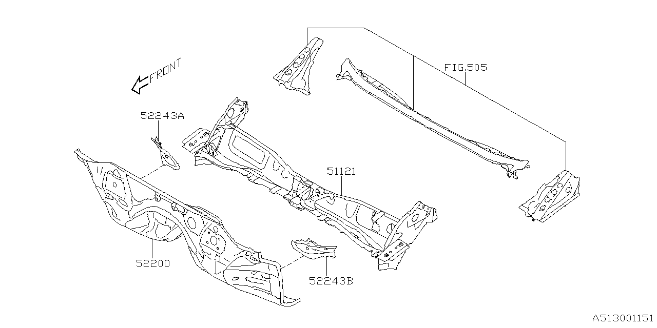 52200VC0119P Subaru TOE BOARD COMPL LHD