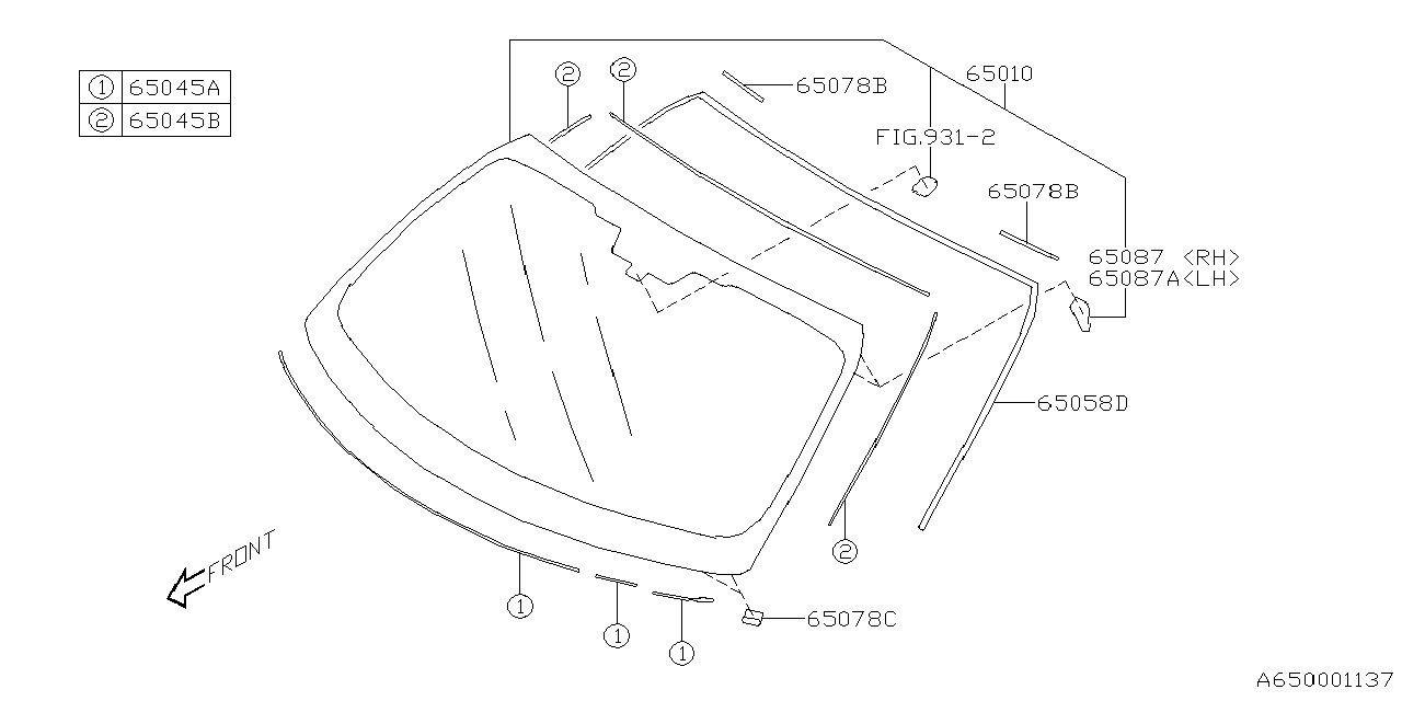 65009CC040 Subaru Windshield Glass Assembly