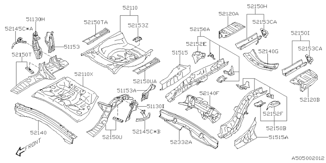 Subaru 52140SL2009P CROSS MBR A F CP 52140SL2009P Subaru CROSS MBR A F CP