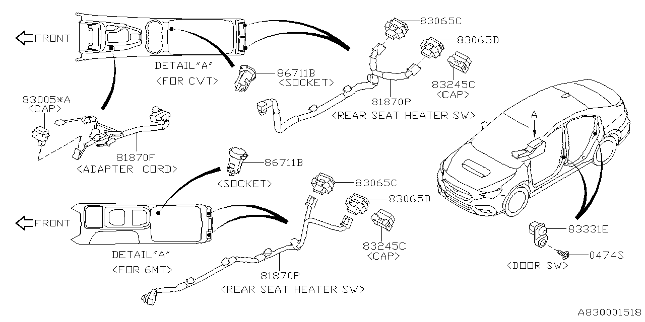 81870VC050 Subaru ADAPTER CORD CNSL