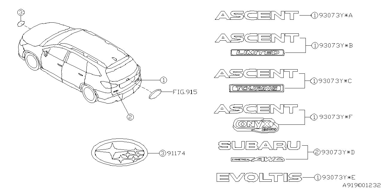 93079XC050 Subaru LETTER MARK HOYOU
