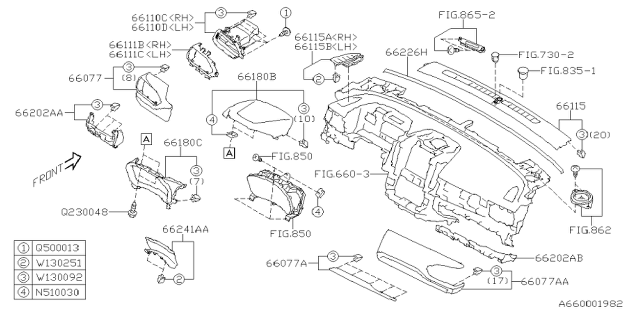 66180FN010 Subaru VISOR ASSY LWR LHD