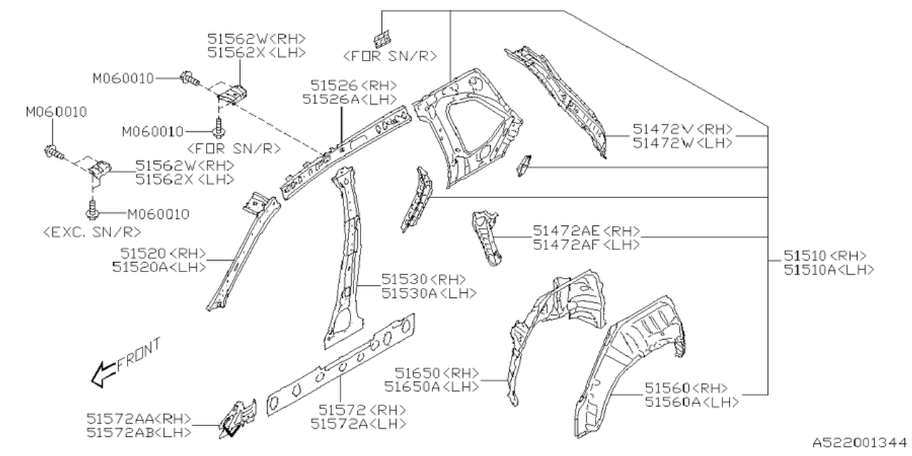 51530SL0209P Subaru PLR COMPL CTR IN RH