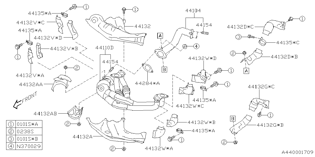 44620AE910 Subaru PIPE COMPL-EXH,FR