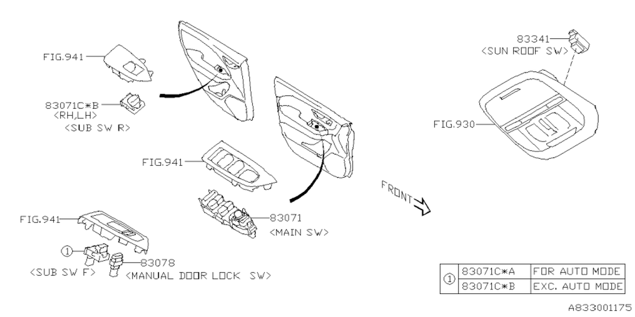 Subaru 83071SL300 SW ASSY P W RR 83071SL300 Subaru SW ASSY P W RR