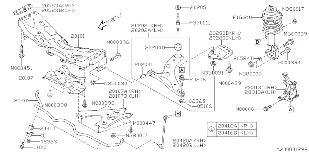 20101FN000 Subaru CROSS MBR COMPL F