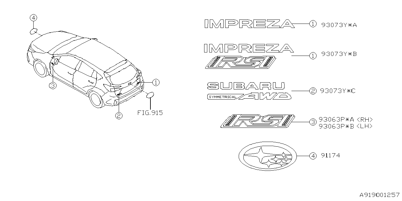 93079FN030 Subaru LETTER MK HOYO
