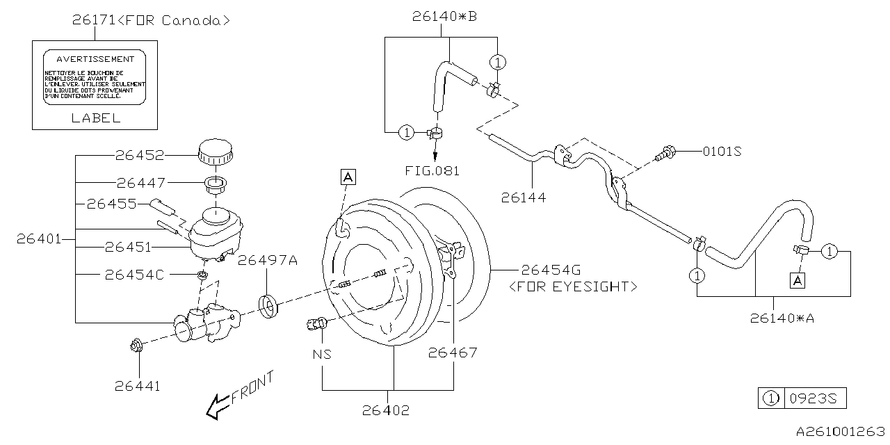 26401CC000 Subaru MA CYL ASSY LH
