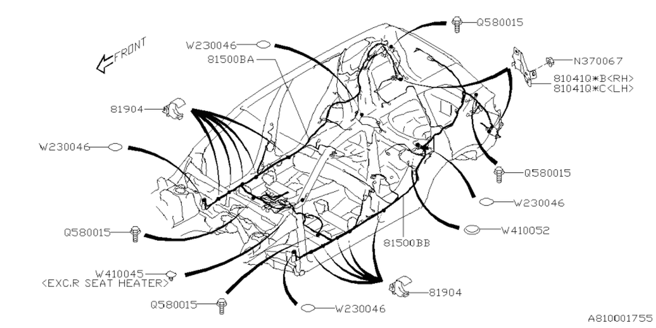 Subaru 81502SL040 Wiring Harness Rear Left USA 81502SL040 Subaru Wiring Harness Rear Left USA
