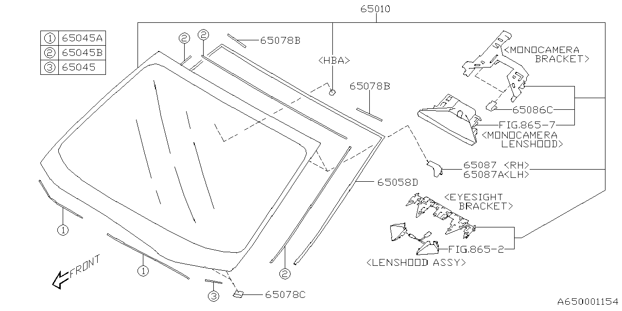 65009FN00A Subaru Windshield Glass Assembly