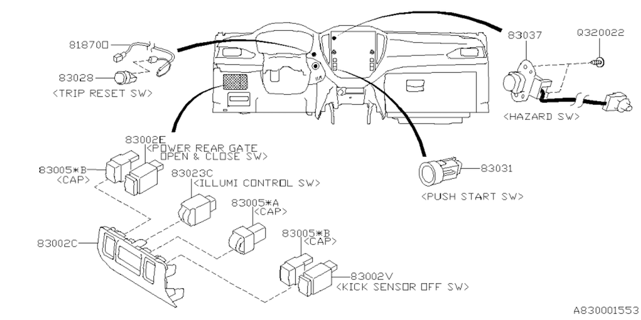 83037AN110 Subaru SW ASSY HAZARD