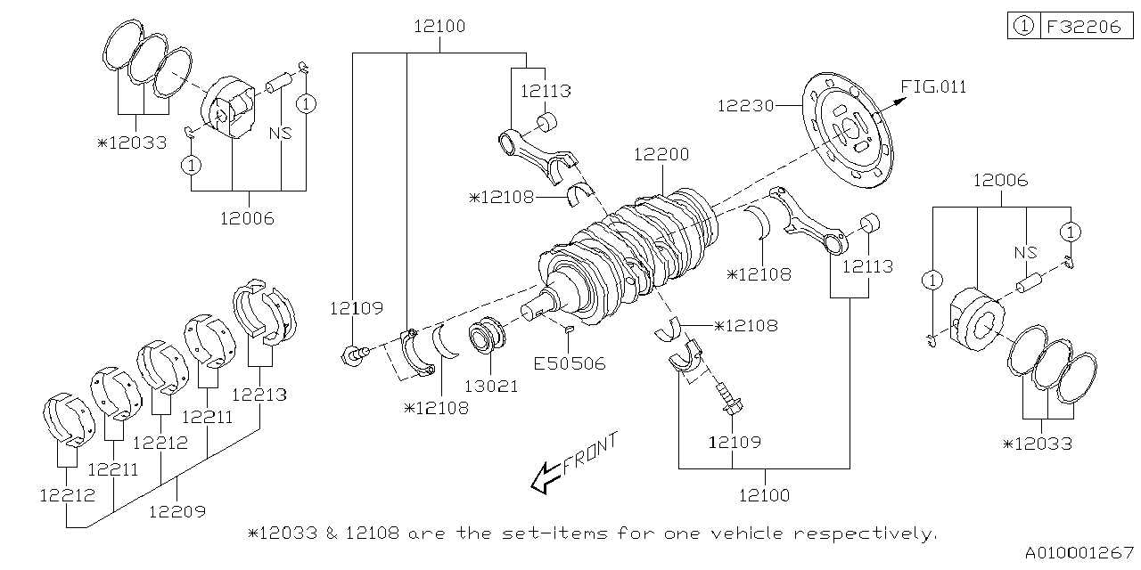 12033AD630 Subaru RING SET-PISTON