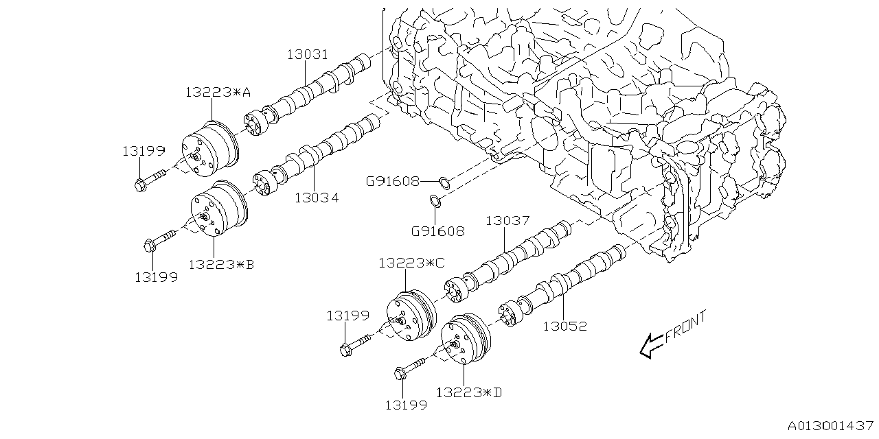13037AB350 Subaru CAMSHAFT CP-INT LH