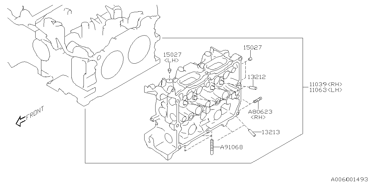 Subaru 11063AC130 HEAD ASSY-CYL LH 11063AC130 Subaru HEAD ASSY-CYL LH
