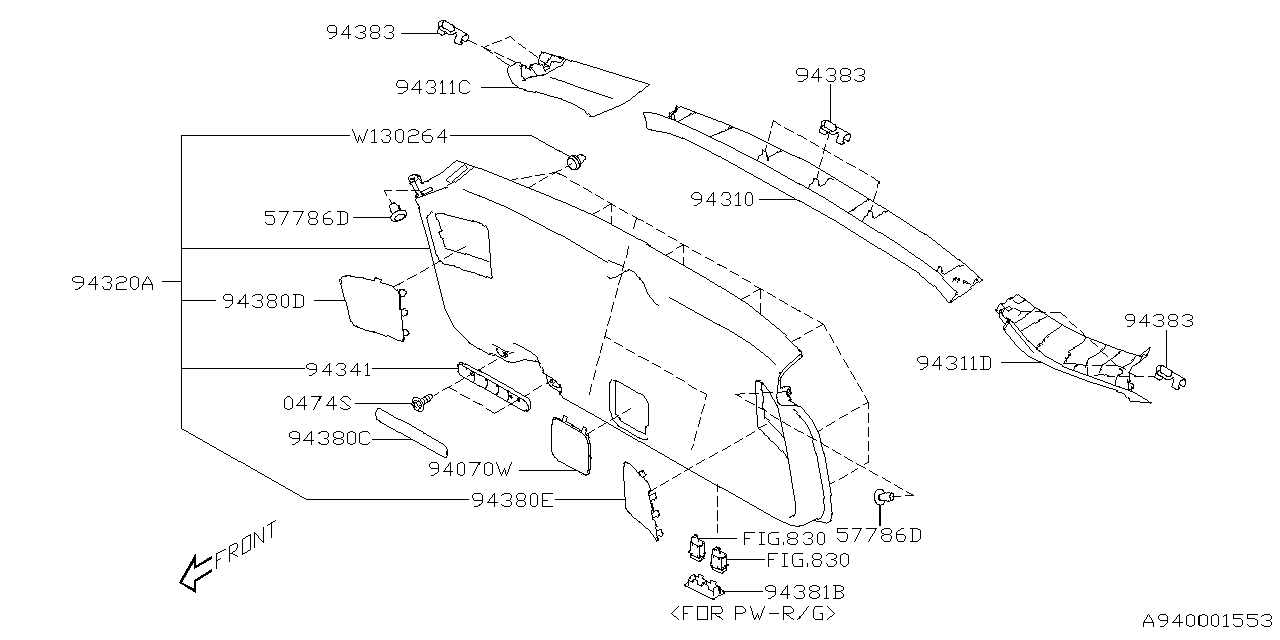 94320AN05AVH Subaru Trim PNL Assembly R G