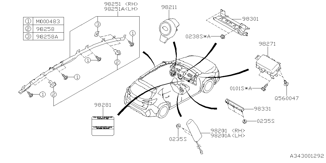 98301FN00AVH Subaru AIR B MOD ASSY K LHD