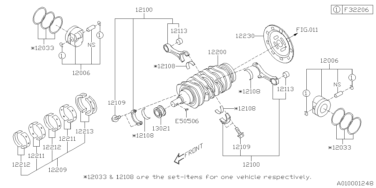 12108AB551 Subaru BRG SET-CONN ROD