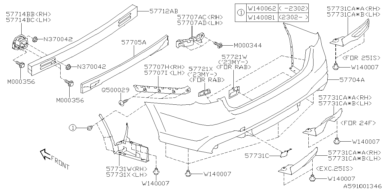 Subaru 57702AN19B BUMPER PUNCHING RSDN 57702AN19B Subaru BUMPER PUNCHING RSDN