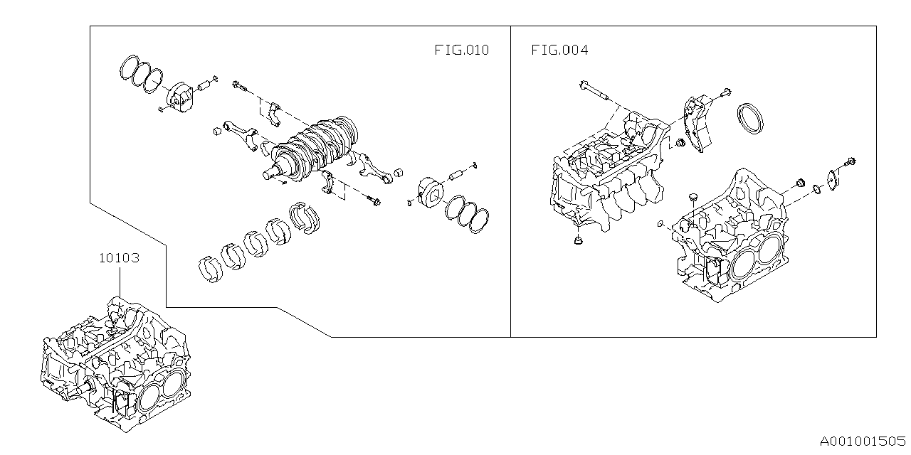 10103AD100 Subaru SHORT BLOCK ENG AY