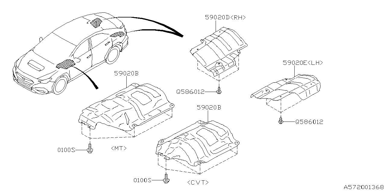 59024VC000 Subaru COVER EXH CTR