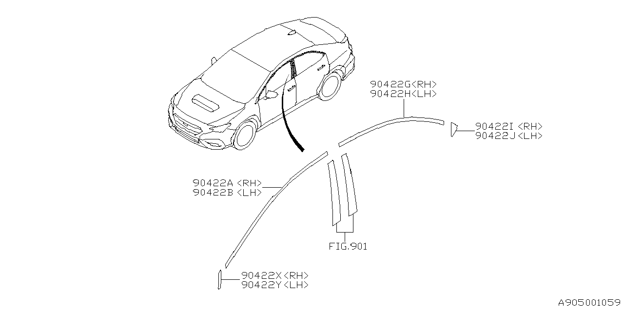 90422VC160 Subaru TAPE DR SASH R R SRH