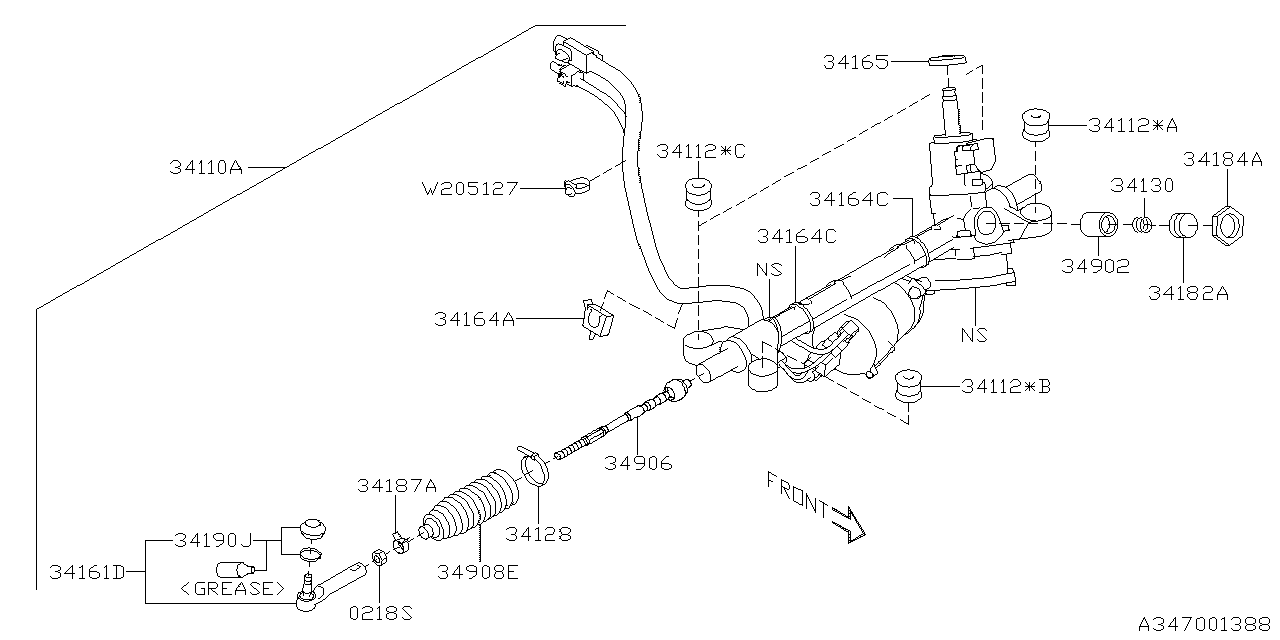 Subaru 34110VA071 Power Steering Gear Box EPS 34110VA071 Subaru Power Steering Gear Box EPS