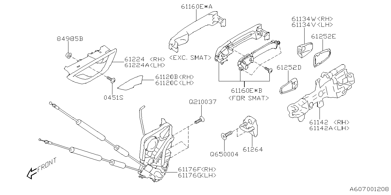 61032VC061 Subaru LATCH&ACT AY DR FRH