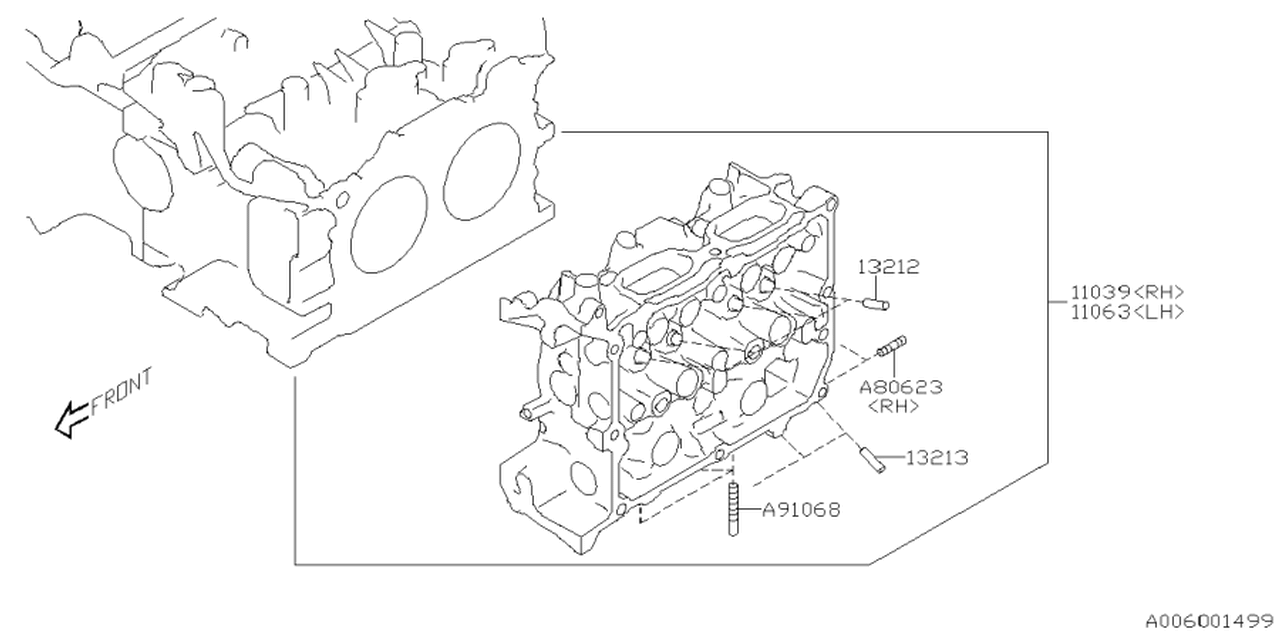 11039AC810 Subaru HEAD ASSY-CYL RH
