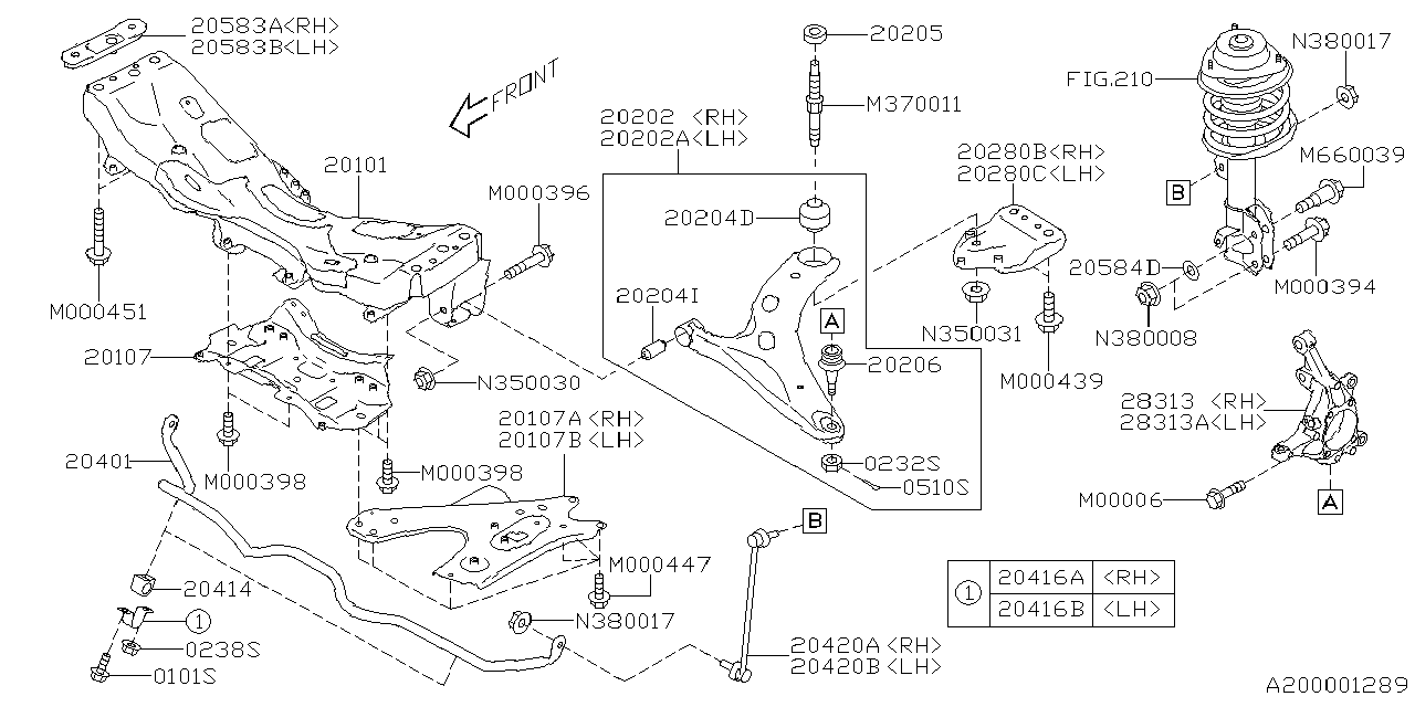 20202FN090 Subaru ARM ASSY F LH