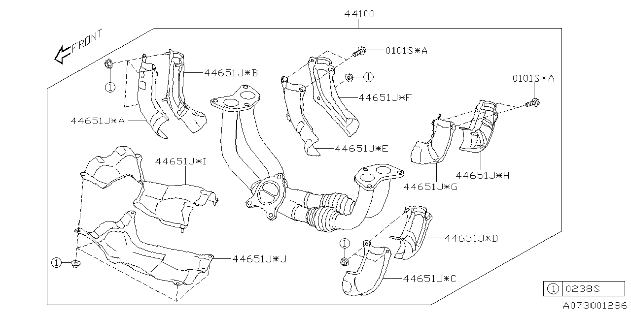 44610AD061 Subaru PIPE ASSY-EXH FR