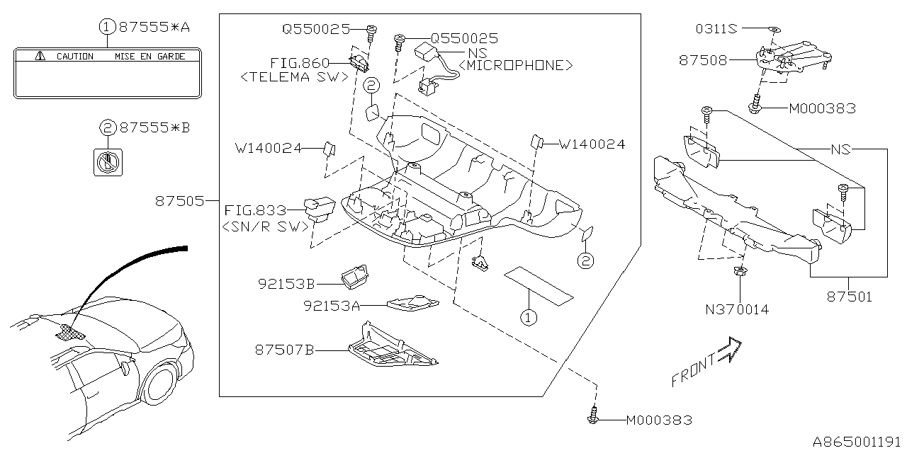 87501AN11B Subaru Camera Assembly