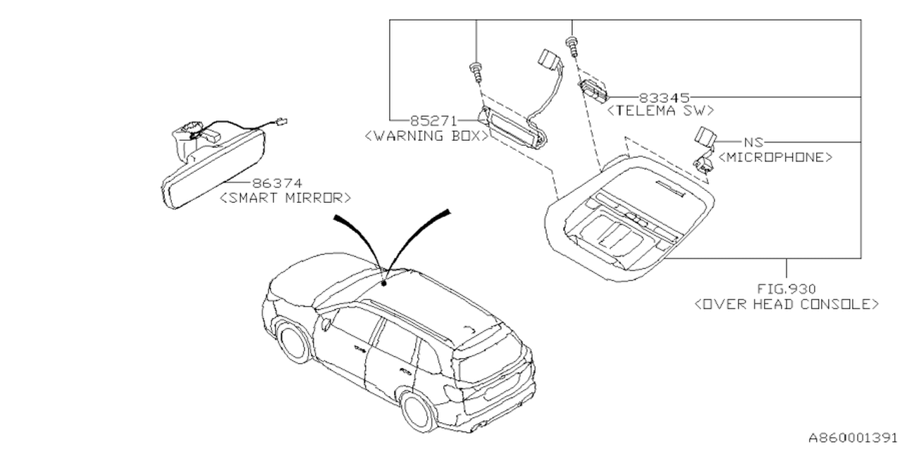 86374SL100 Subaru SMT MIR DSP ASSY