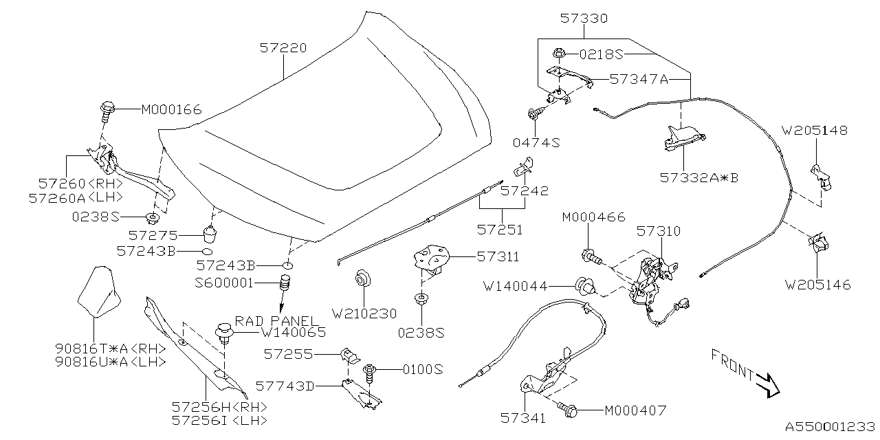 57260FN10A9P Subaru HINGE COMPL F HD RH