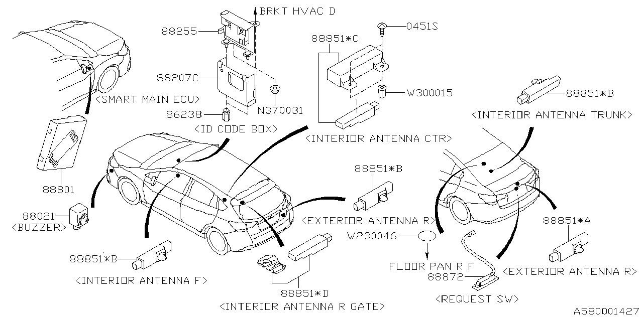 88851FJ022 Subaru ANT INT AY