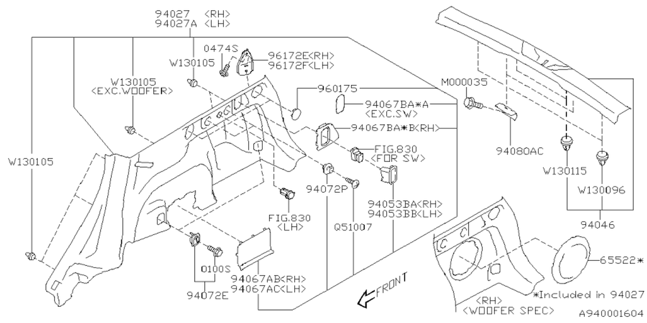 94380SL000VH Subaru CAP HOOK