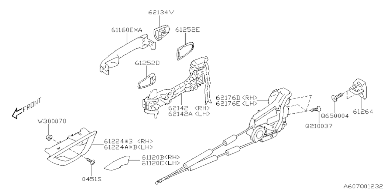 61035SL000 Subaru LATCH&ACT AY DR RRH