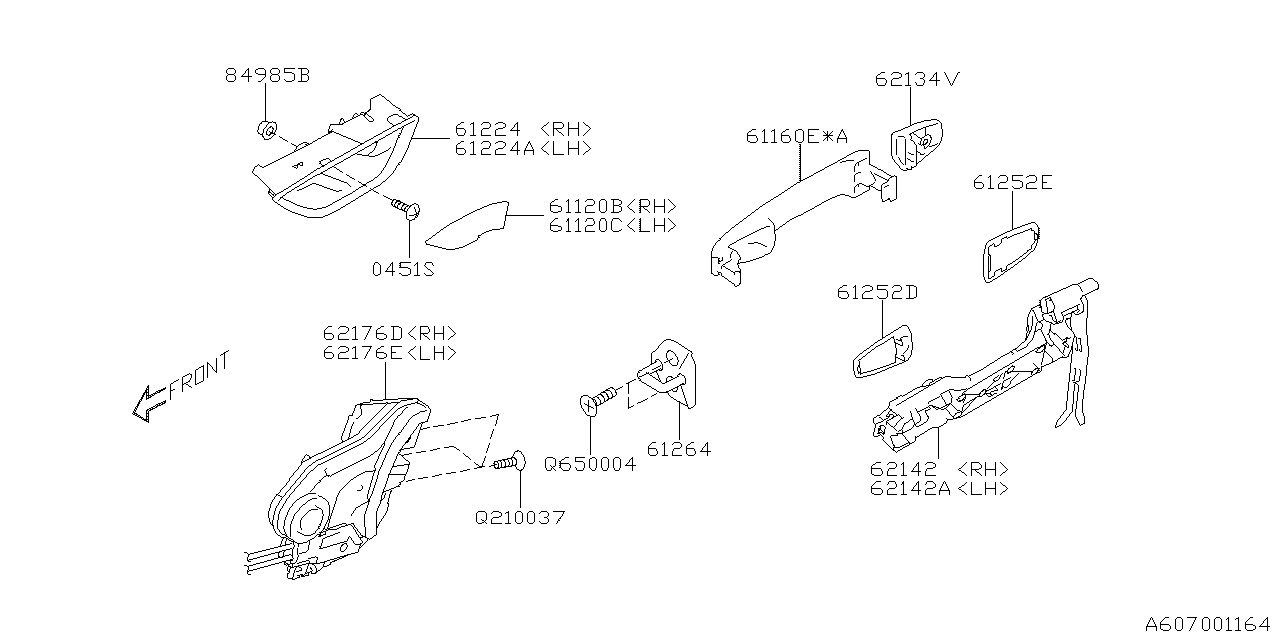 61035FL301 Subaru LATCH&ACT AY DR RRH