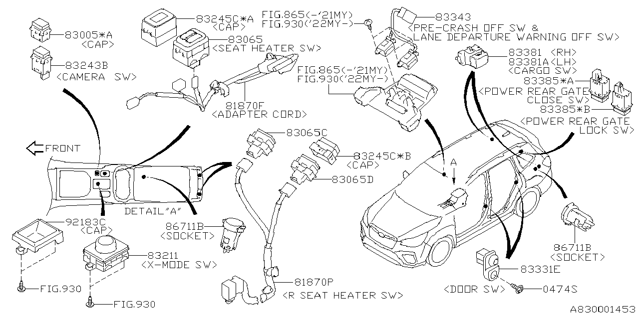 83211SJ070 Subaru SW ASSY ECO